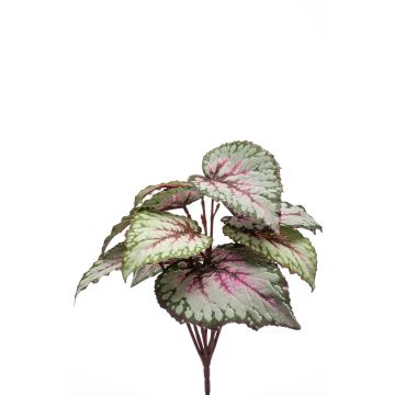 Kunst Blattbegonie MEIRA auf Steckstab, grün-rosa, 25cm