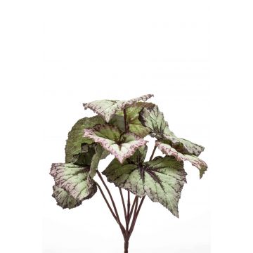 Kunst Blattbegonie MEIRA auf Steckstab, grün-violett, 25cm