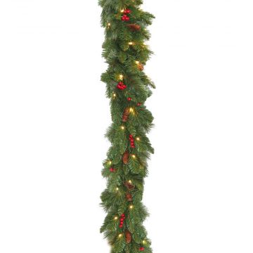 Kunst Weihnachtsgirlande BUKAREST, geschmückt, LEDs, 275cm, Ø30cm
