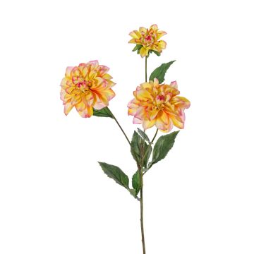Künstliche Dahlie ANJULIKA, gelb-rosa, 75cm, Ø6-12cm