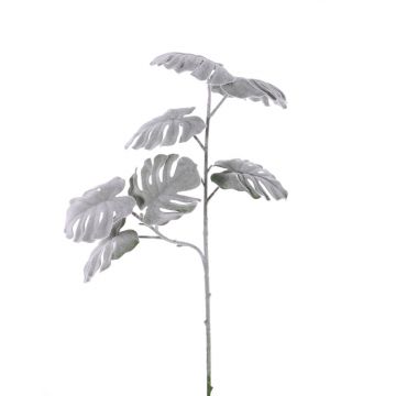 Kunst Philodendron Monstera Deliciosa Zweig NUBIE, gefroren, grau, 70cm