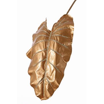 Plastik Alocasia Calidora Blatt BOBY, Glitzer, gold, 110cm