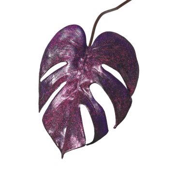 Kunst Philodendron Monstera Deliciosa Blatt ZEF, Glitzer, lila, 20cm