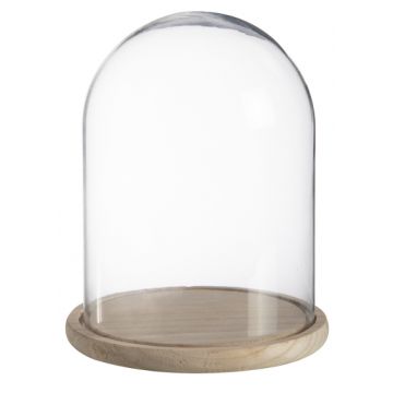 Kuppel aus Glas SABIKA mit Holzboden, klar, 22cm, Ø17cm