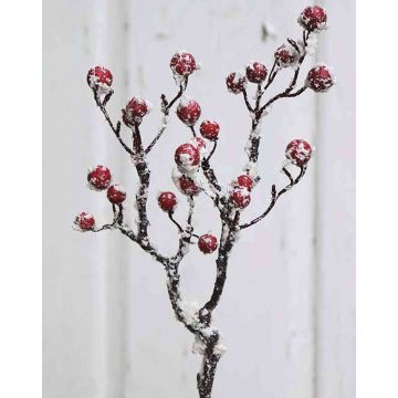Kunst Scheinbeerenzweig LEIRE mit Früchten, beschneit, rot, 35cm