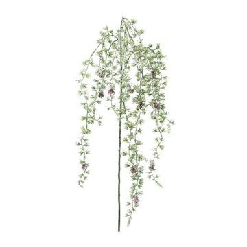 Kunstzweig Zeder VOLDEN mit Zapfen, gefroren, weiß-grün, 130cm