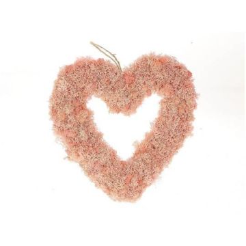 Deko Kranz Herz MADISSON aus Islandmoos, Aufhänger, rosa, 5cm, Ø30cm