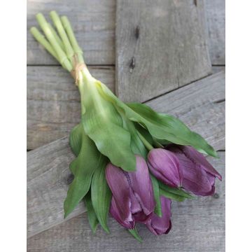Kunstblumen Tulpen Strauß LEANA, violett, 30cm, Ø20cm