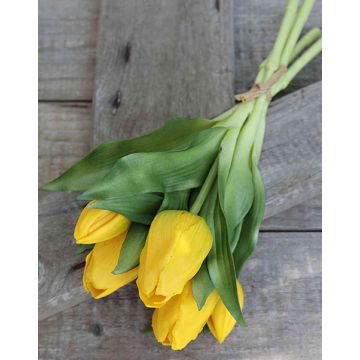 Kunstblumen Tulpen Strauß LEANA, gelb-grün, 30cm, Ø20cm