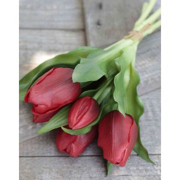 Kunstblumen Tulpen Strauß LEANA, rot, 30cm, Ø20cm