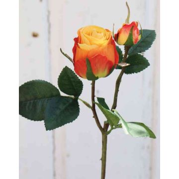 Künstliche Rose RENESMEE, gelb-rot, 45cm, Ø6cm