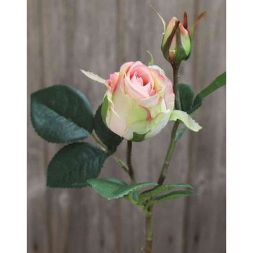 Künstliche Rose RENESMEE, grün-rosa, 45cm, Ø6cm