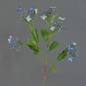 Hortensie Kunstblumenzweig KATHANI, blau-weiß-grün, 80cm, Ø10-13cm