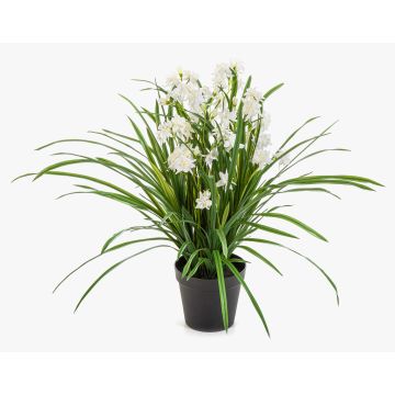 Kunstblume Cymbidium Orchidee JANILA im Dekotopf, weiß, 85cm