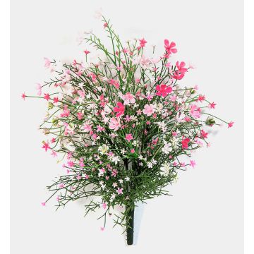 Kunstblume Schleierkraut Busch JARMIN auf Steckstab, crossdoor, rosa-pink, 45cm