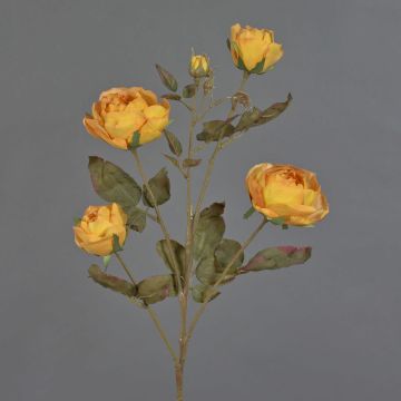 Künstlicher Rosen Zweig SITARA, Trockenoptik, orange-gelb, 75cm, Ø5-8cm