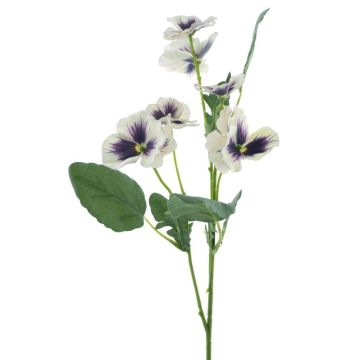 Dekozweig Stiefmütterchen SIREL, creme-violett, 65cm