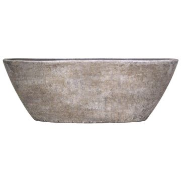 Deko Schale Schiffchen aus Keramik AGAPE mit Maserung, weiß-braun, 68x19x24cm
