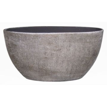 Blumentopf aus Keramik AGAPE oval mit Maserung, weiß-braun, 49x20x25cm