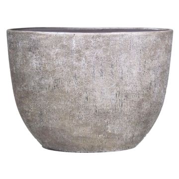 Blumentopf aus Keramik AGAPE oval mit Maserung, weiß-braun, 50x20x36cm