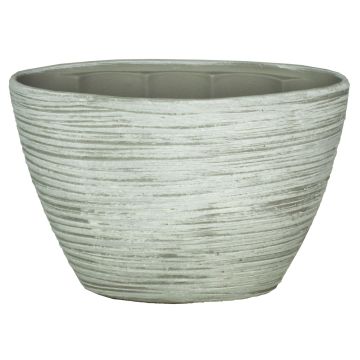 Orchideentopf aus Keramik ADELPHOS, oval, Rillen, weiß-hellgrau, 32x14,5x22,5cm