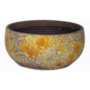 Schale Keramik TSCHIL, Rustikal, Farbverlauf, ockergelb-braun, 17cm, Ø35cm