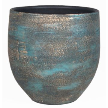 Pflanztopf aus Keramik AETIOS, Farbverlauf, blau-gold, 13cm, Ø14cm