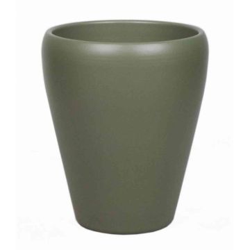 Konische Vase für Orchideen NAZARABAD, Keramik, olivgrün-matt, 17cm, Ø14cm