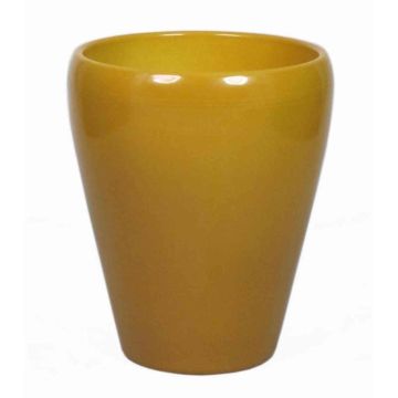 Konische Vase für Orchideen NAZARABAD, Keramik, ockergelb, 17cm, Ø14cm