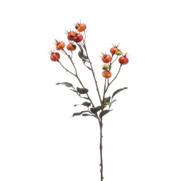 Kunst Apfelrosen Zweig ARANKA mit Hagebutten, orange, 65cm