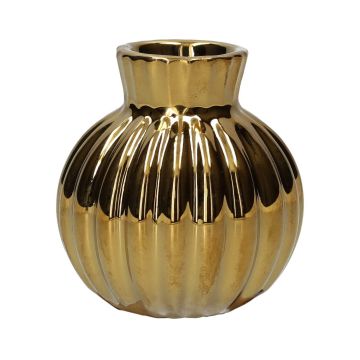 Keramikflasche OLLIVERA mit Rillen, gold-metallic, 6,5cm, Ø6cm