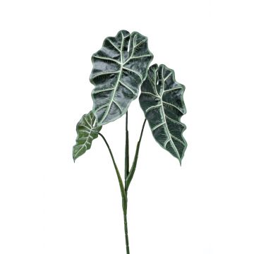 Plastik Alocasia Sanderiana MATHEA, Steckstab, grün-weiß, 70cm