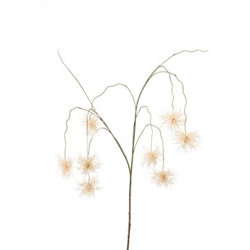 Kunst Zaubernuss Zweig CASPE mit Blüten, creme, 120cm