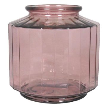 Blumen Glas Vase LOANA, klar-rosa, 23cm, Ø23cm, 4L