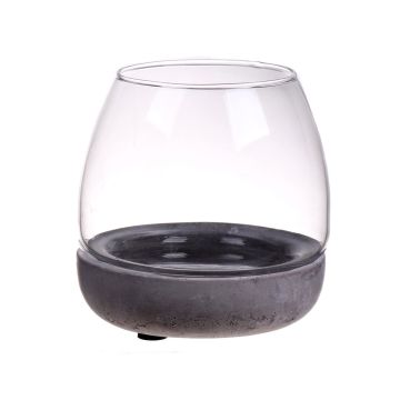 Glas Windlicht TONDA, Betonuntersetzer, klar, 10,5cm, Ø10cm