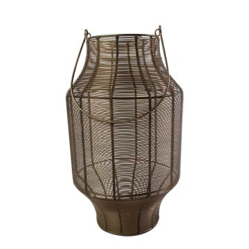 Laterne EMANUELE aus Eisen, mit Henkel, bronze, 40cm, Ø24cm