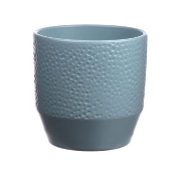 Keramik Übertopf BIHAM, Hammerschlag Muster, blau-grau-matt, 13,2cm, Ø13,5cm
