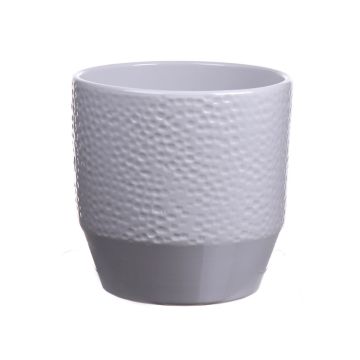 Keramik Übertopf BIHAM, Hammerschlag Muster, hellgrau, 13,2cm, Ø13,5cm