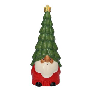 Keramik Figur Weihnachtsmann SANTOR, rot-weiß-grün, 30cm, Ø12cm