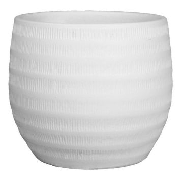 Übertopf Keramik TIAM mit Rillen, weiß-matt, 11cm, Ø14cm