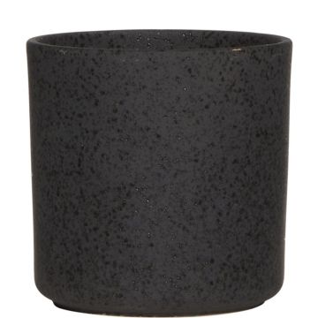 Übertopf ARAYA, Keramik, gesprenkelt, schwarz, 13cm, Ø13cm
