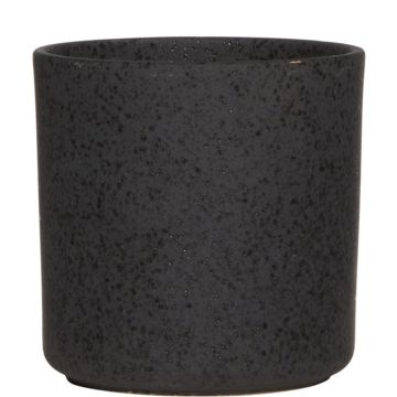 Übertopf ARAYA, Keramik, gesprenkelt, schwarz, 15cm, Ø15cm