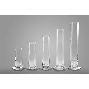 Vase für Einzelblumen ABIRAMY aus Glas, Standfuß, klar, 15cm, Ø6cm