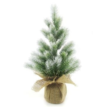 Kunst Weihnachtsbaum PORI, gefroren, Jutesack natur, 30cm, Ø15cm
