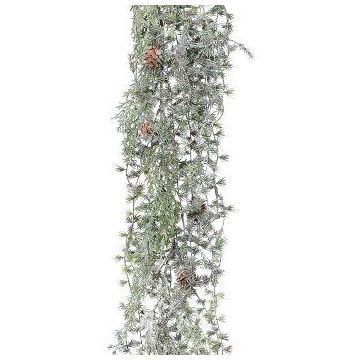 Deko Girlande Lärche WODRI, Zapfen, gefroren, weiß-grün, 190cm