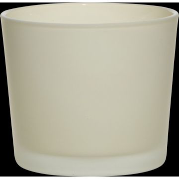Großes Teelichtglas ALENA FROST, beige matt, 9cm, Ø10cm