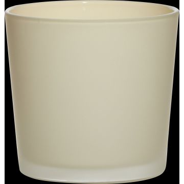 Übertopf aus Glas ALENA FROST, beige matt, 11cm, Ø11,5cm