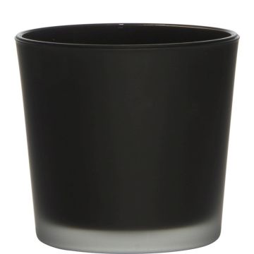 Übertopf aus Glas ALENA FROST, schwarz matt, 11cm, Ø11,5cm