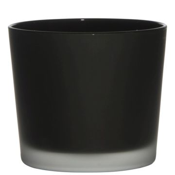 Übertopf aus Glas ALENA FROST, schwarz matt, 12,5cm, Ø14,5cm