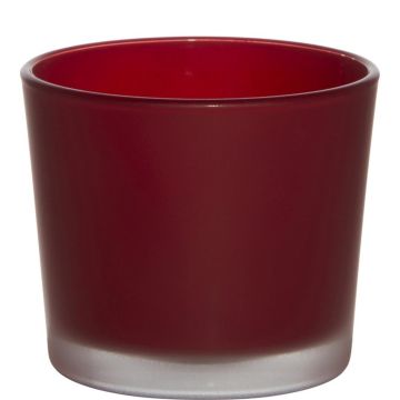Großes Teelichtglas ALENA FROST, rot matt, 9cm, Ø10cm